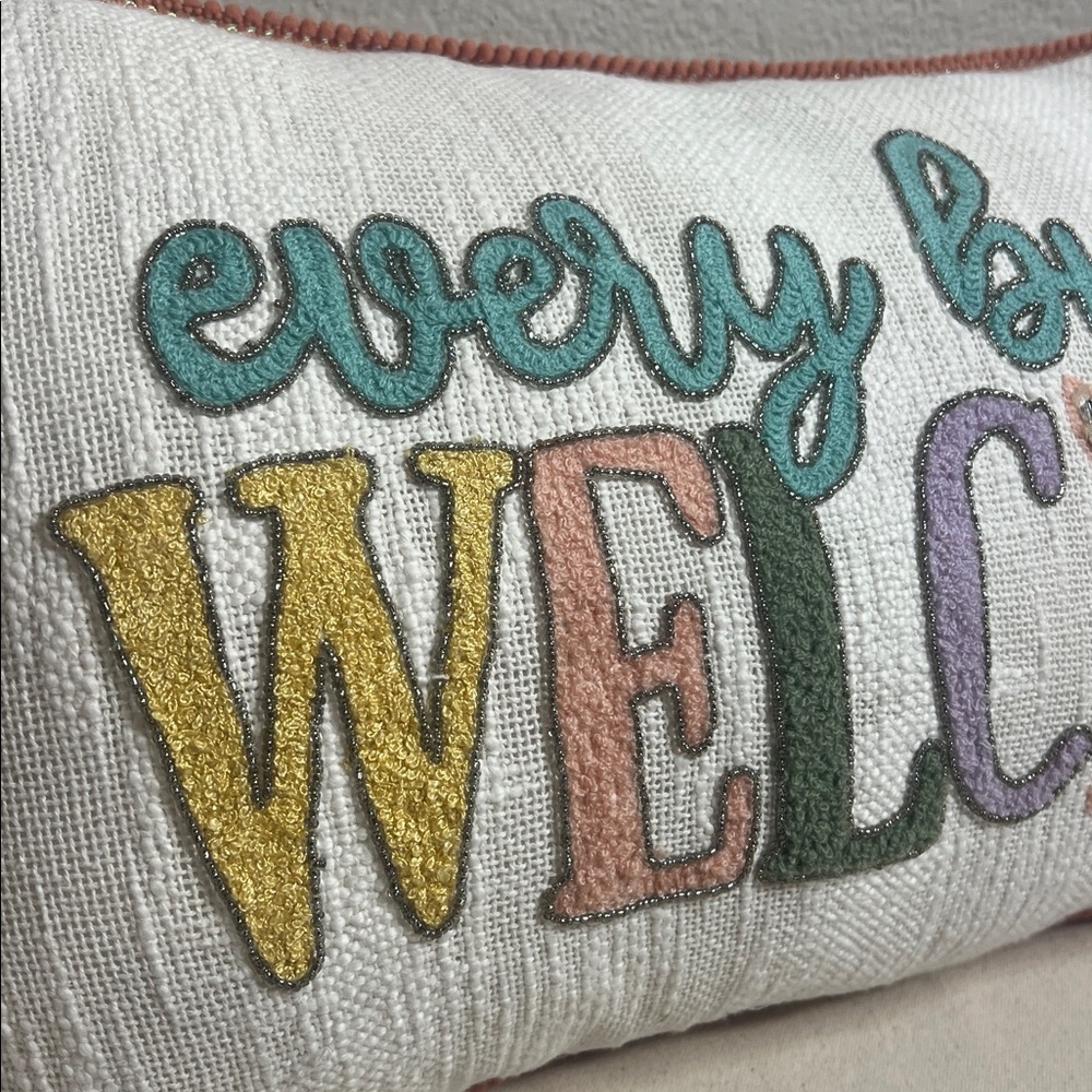 Easter “Every Bunny Welcome” Decorative Pillow – 13x23 - Picture 3 of 5